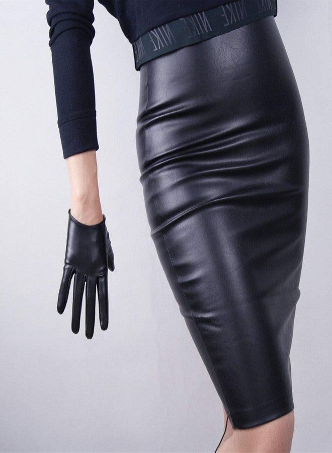 DooWay Touchscreen Black Short Women Fashion Gloves Faux Leather 16cm 6-inch Evening Party Driving - Image 3